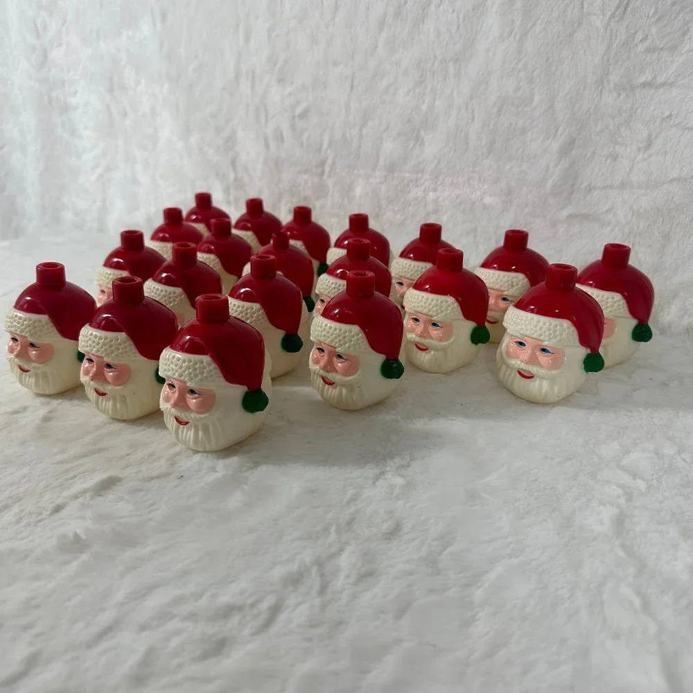 Vintage Santa Head Blow Mold String Light Covers Set Of 20 Rare Christmas! 🎅